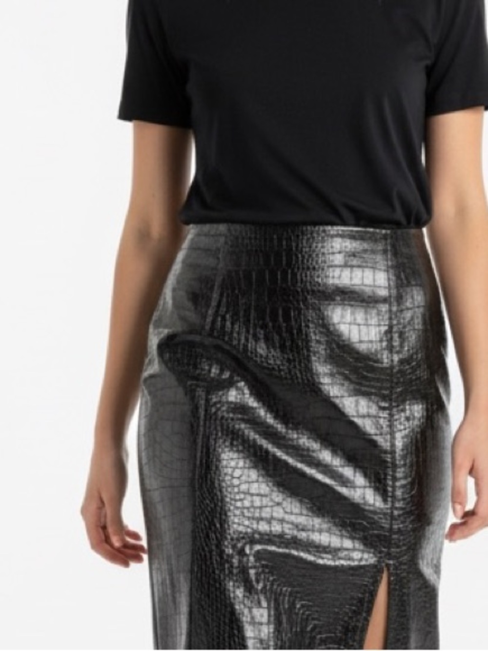 Black Crocodile Midi Skirt size small